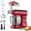 VEVOR Impastatrice Elettrica da Cucina Ciotola 7 L Testa Inclinabile Rosso con Funzione Tritacarne, Potenza 1000 W, 12 Velocità, Mixer Planetario, Acciaio Inox, Gancio Impastatore, Frusta, Sbattitore