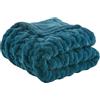 Madison Park Ruched Fur Luxury Throw Teal 50 x 60 Premium Soft Cozy Brushed Long Fur for Bed, Coach or Sofa