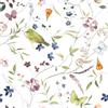 VEELIKE Carta da Parati Floreale Bianco Uccellini Vintage Carta Adesiva per Mobili Fantasia Farfalle 44,5 cm x 300 cm Rimovibile Fotomurale da Parete Camera da Letto Bagno Adesivi Murali Fiori