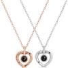 Generic Collana di proiezione di forma di cuore argento sterling 925 personalizzato collana di foto pendente commemorativo per il suo San Valentino anniversario fatto a mano, stile quotidiano