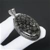 Ciondolo Artigianale In Corallo Fossile Nero Pietra Gemma In Argento 925