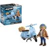 PLAYMOBIL | Veicoli | 80 anni di Vespa: stile iconico | Vespa anniversario azzurro chiaro con personaggio alla moda, cestino e foglio di adesivi | Giocattolo per bambini dai 5 anni in su | 72284