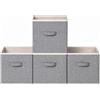 BrilliantJo Scatole portaoggetti con Coperchio (4x grigio, 33 x 38 x 33 cm) | Contenitori grandi in lino con manici, 4 pezzi, grigio