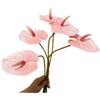Rikyo 5 fiori artificiali di anthurium da 61 cm, permanenti per decorazioni domestiche e bouquet di foglie verdi per casa, matrimoni, artigianato, decorazioni per piccoli bouquet di fiori (rosa chiaro)