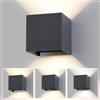 FUPE LED 15W Lampada da Parete Esterno/Interno Regolabile 3 colori Cubo 11CM IP65 Impermeabile Lampade da Esterno Parete Applique Esterni Quadrata Angolo del Fascio Regolabile Moderne Antracite