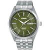 Lorus Orologio automatico analogico da uomo con bracciale in acciaio inossidabile, Argento/Verde - RL487BX9