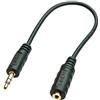 LINDY Cavo audio Premium Jack maschio da 3,5 mm a jack femmina da 2,5 mm, 20 cm nero