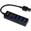 LINK LKHUB304 Hub 4 Porte USB 3.0 con Cavo, Nero, 15 cm
