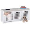 Relaxdays Panca con Contenitore, 3 Cassetti & 1 Cuscino, Cassapanca da Cucina, HxLxP: 44 x 105 x 35 cm, Bianco