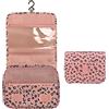 PATILWON Beauty case da donna da appendere, pieghevole, per cosmetici, articoli da toeletta, impermeabile, per donne e ragazze, Rosa leopardato., Beauty case