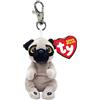 TY Beanie Bellies Clips Anello Porta Chiavi di Peluche, Izzy Il Carlino con Gli Occhioni Dorati Glitter, Gli Animaletti di Peluche con Il Pancino Morbido TY 12 Cm T43104