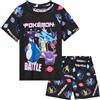 Pokémon Costume Piscina Bambino Ragazzi 2 Pezzi Anime Costumi da Bagno con Pantaloncini Mare e Maglietta Piscina Bambino Idee Regalo (7-8 Anni, Nero)