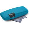 FEFI - Custodia rigida per occhiali con rivestimento in bottiglie PET riciclate - Con panno per la pulizia degli occhiali, Blu, 160/65/30 mm (L/B/H)