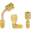 lasuroa 3pz Adattatore R410A per Sistema Mini Split, 5/16 SAE Femmina a 1/4 SAE Maschio Adattatore Porta Ricarica Vuoto Dritto Angolo a 45°/ 90° per Sistemi Refrigerazione HVAC Condizionatori d'Aria