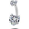 NovaNavel Piercing ombelico con doppio cuore bianco in argento
