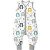 Mosebears Sacco Nanna con Piedini Invernale 2,5 Tog 18-36 Mesi Tutto l'anno Sacco Nanna in Cotone Traspirante per Neonati e Bambini