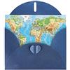BHCASE Biglietto di auguri blu con mappa del mondo di alta qualità, carta perlata: 10,2 x 15,2 cm, per biglietti di compleanno e inviti per feste
