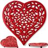 Comfify Sottobicchiere a forma di cuore in ghisa - Sottobicchiere decorativo in ghisa per cucina o tavolo da pranzo - Vintage Design rustico - 6.75X6.5 - Con piedini in gomma - Metallo riciclato -