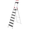Hailo L100 Topline - Scala di sicurezza in alluminio, 7 gradini XXL fino a 150 kg, con staffa di fissaggio estraibile, blocco piattaforma, molti accessori, scala pieghevole in alluminio, made in