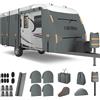 Favoto Copertura Camper Impermeabile Esterno - Telo Protettivo Per Roulotte Copri Veicolo Ricreativo 420D Oxford Tessuto Non Tessuto Traspirante Antivento Antipolvere UV 610x250x220cm