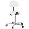 HJH Office 608900 Sgabello a sella TOP WORK 20 in similpelle bianco, inclinabile, regolabile in altezza