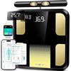 runstar Bilancia Pesapersone Digitale Runstar, Bilancia intelligente Alta Precisione con 8 Elettrodi per BMI, Massa Muscolare, 28 Dati Composizione Corporea, Sync App, Display a 3 Parametri, 180kg