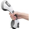 LEVERLOC Maniglie Doccia per Bagno 31 CM, MAX 110 KG Maniglione a Ventosa, Impugnatura di Sicurezza per Anziani, Disabili, Resistente, Senza Foratura e Corrimano Rimovibile Handy Grasp Pro, Grigio