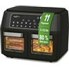 MAXXMEE Friggitrice ad aria calda a doppia camera, 11 litri, intelligente combinazione di forno ad aria calda, grill e friggitrice con 2 vani XXL da 5,5 litri, pannello di controllo digitale e