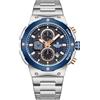 Naviforce Orologio da polso da uomo, al quarzo, in acciaio inox e metallo, con cronografo, impermeabile, casual, con data, Oro e nero. (SILVER BLUE)