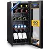 Sommertal Frigorifero GK60- Frigorifero silenzioso per bevande con LED, touch screen e lucchetto, piccolo frigorifero per bottiglie, nero, 60 l