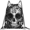 Generic Stampa Borsa Coulisse Sugar Skull Black Sacca Ginnastica Poliestere Zainetti per All'Aperto Uomo Festival 36X42Cm
