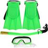 WRITWAA Set completo da snorkeling per con maschera da sub, occhialini e pinne in PVC, PP ed EVA per snorkeling e avventure subacquee, verde, 1 set