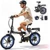 Gongxy 16 Bici Elettrica Pieghevole 250W Bicicletta Elettrica Assistita 30-50 km,Bici elettriche adulti con Batteria 36V 12.8Ah,Ebike VTC per Adulto,25KM/H,Dual Disc Brake,Città per Pendolari,Unisex,IPX4