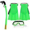 TIDTALEO Set da snorkeling per con occhialini da nuoto, boccaglio e pinne in PVC, PP, EVA e PC, per piscina e snorkeling, verde, 1 set