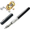 Gsycle Mini penna da pesca telescopica tascabile, canna da pesca portatile regolabile Micro canna da pesca Asta telescopica Asta da viaggio e mulinello combinato con frizione regolabile (Black)