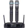 MICROFONI UHF WIRELESS METALLO PER KARAOKE CANTO RIUNIONI FESTE 2 CANALI