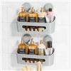 LEVERLOC Mensola da bagno con ventosa, 2 pezzi, organizer rimovibile e potente, ripiani rimovibili per doccia interna, shampoo, accessori da cucina a parete, 2 Rettangoli grigi