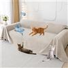 Loiion Protezione Divano Graffi Gatto, Impermeabile Divano Copertura, Copridivano Mobili Protector, Copridivani Impermeabile Resistente Alle Macchie E Ai Graffi per Cani e Gatti, Cachi, 340x180cm