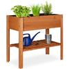 Relaxdays Aiuola Rialzata, Legno di Abete, 4 Gambe, Mobile Fioriera, Fiori, Erbe Aromatiche, 80x88x43,5 cm,Rosso/Marrone