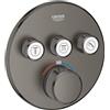 GROHE Grohtherm SmartControl Miscelatore Termostatico per doccia o vasca (installazione finale per Rapido SmartBox, 3 valvole, regolazione acqua, forma rotonda), grigio antracite spazzolato, 29121AL0