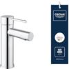 GROHE Essence Rubinetto Miscelatore Monocomando per Lavabo con Piletta Click Clack, Ecojoy, Bocca Fissa, Cromo 34294001
