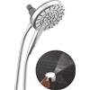 Delta In2ition 75548 - Soffione doccia doppio 2 in 1 a 5 impostazioni con doccetta ProClean ad alta pressione portatile, soffione cromato rimovibile con tubo, portata 1,75 GPM, cromato