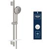 GROHE Vitalio Joy+ 120 Set Doccia: (doccetta ⌀ 120 mm 3 getti, risparmio idrico 6,3 l/min, protezione antiscottatura, tubo flessibile 1,75 m, asta 60 cm con piatto doccia), Supersteel, 134866DC00