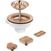 GROHE 40996DL0 - Set di scarico per lavello da cucina a una vasca, con 2 manopole telecomandate: rotonda e quadrata, coperchio troppopieno e filtro a cestello, colore: oro rosa spazzolato