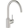 Grohe 32661DC3 Rubinetto Miscelatore Monocomando per Lavello, Bocca Fissa Girevole, Grigio (Satinato), Alta Pressione