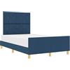 vidaXL Struttura del letto con testiera Blu 120 x 190 cm Tessuto | I modelli geometrici alla moda catturano subito l'attenzione, Ottimo supporto per la schiena grazie alla testiera,