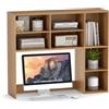 COSTWAY Libreria da Scrivania, Scaffale per Scrivania con 3 Ripiani Regolabili e Scomparto Aperto per Monitor 27, Organizzatore di Spazio per Casa Ufficio Dormitorio, 94x25x79 cm (Naturale)