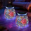 TOTHDATE 2 pezzi Luci a mosaico solari ovali per esterni, lanterne a mosaico solari con vetro sospeso con accensione/spegnimento IP65 impermeabili per tavolo, prato, sentiero, cortile, terrazzo