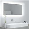 Homgoday Specchio con LED RGB, Grigio Cemento, Legno Multistrato e Acrilico, 90x8.5x37 cm, Appeso orizzontalmente o verticalmente, USB 5V
