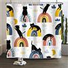 SDOTPMT 105x160cm Carina Animale Tenda da doccia Astratto cartone animato Nero Gatto Colorato Arcobaleno Tenda da bagno Buffo Animali domestici Tenda doccia Poliestere per Bambino Bagno con ganci